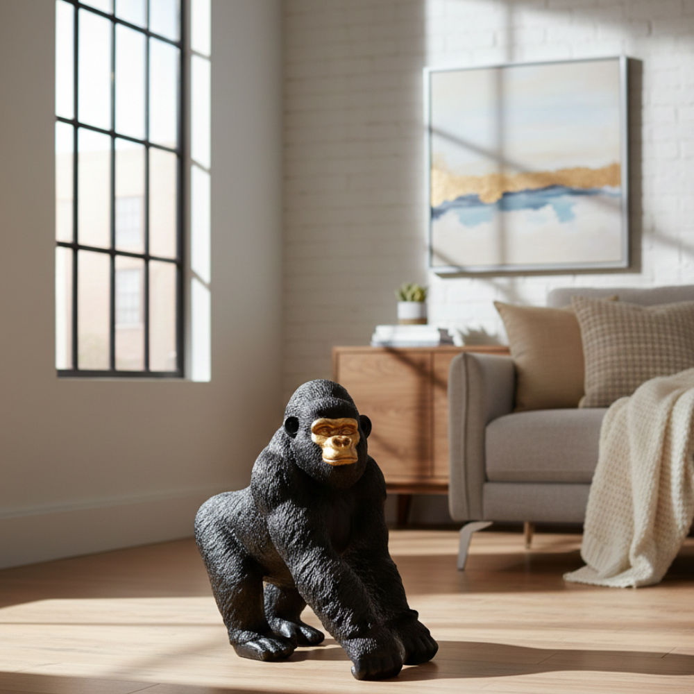 Black & Gold Gorilla Showpiece