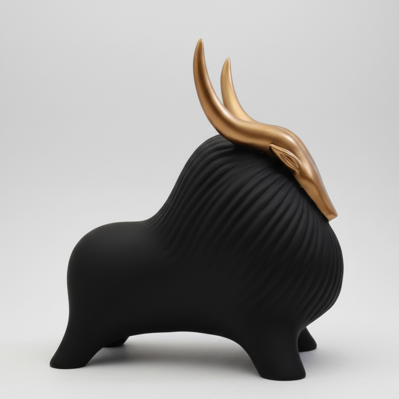 Luxury Black & Gold Bull Figurine