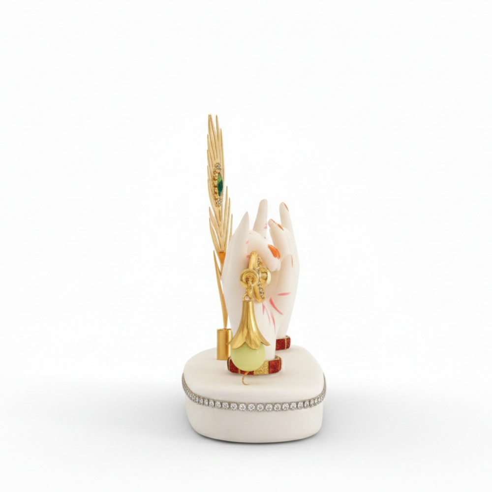 Krishna Hands with Flute & Peacock Feather Showpiece