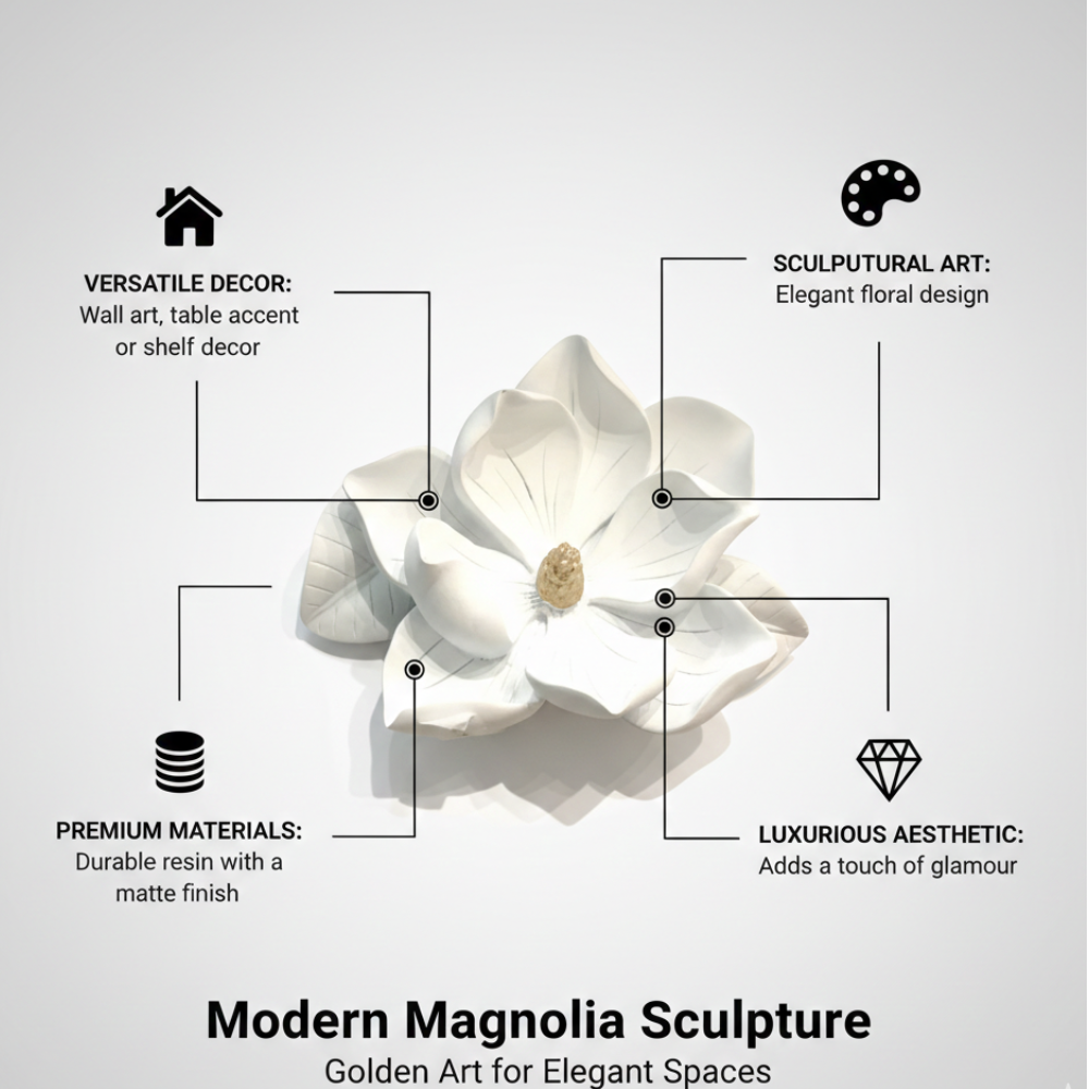 White Magnolia Flower Decorative Showpiece