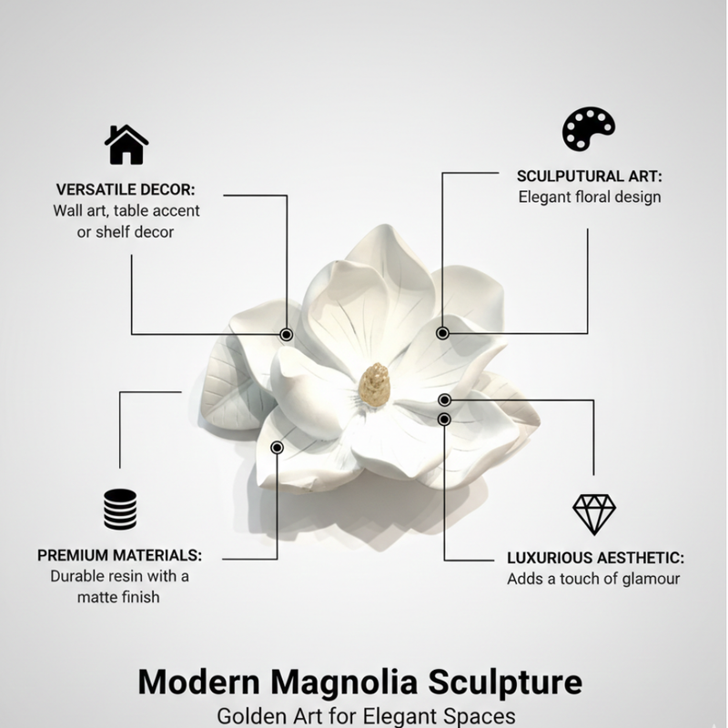 White Magnolia Flower Decorative Showpiece