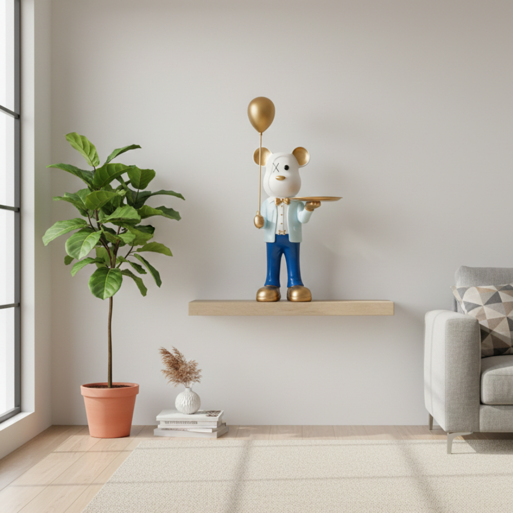 Bear Showpiece with Balloon & Tray