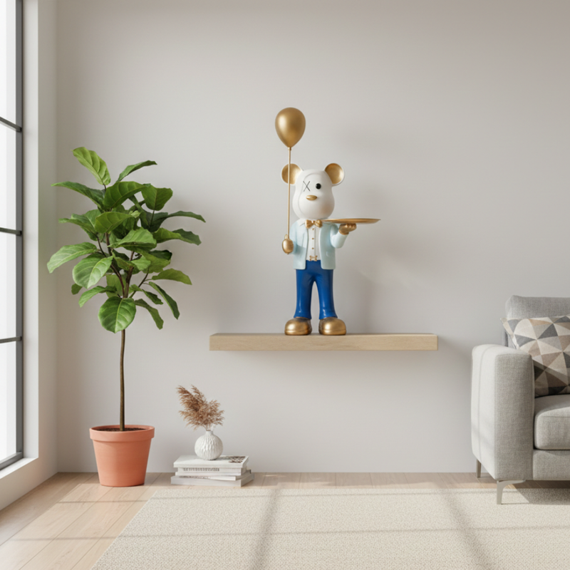 Bear Showpiece with Balloon & Tray