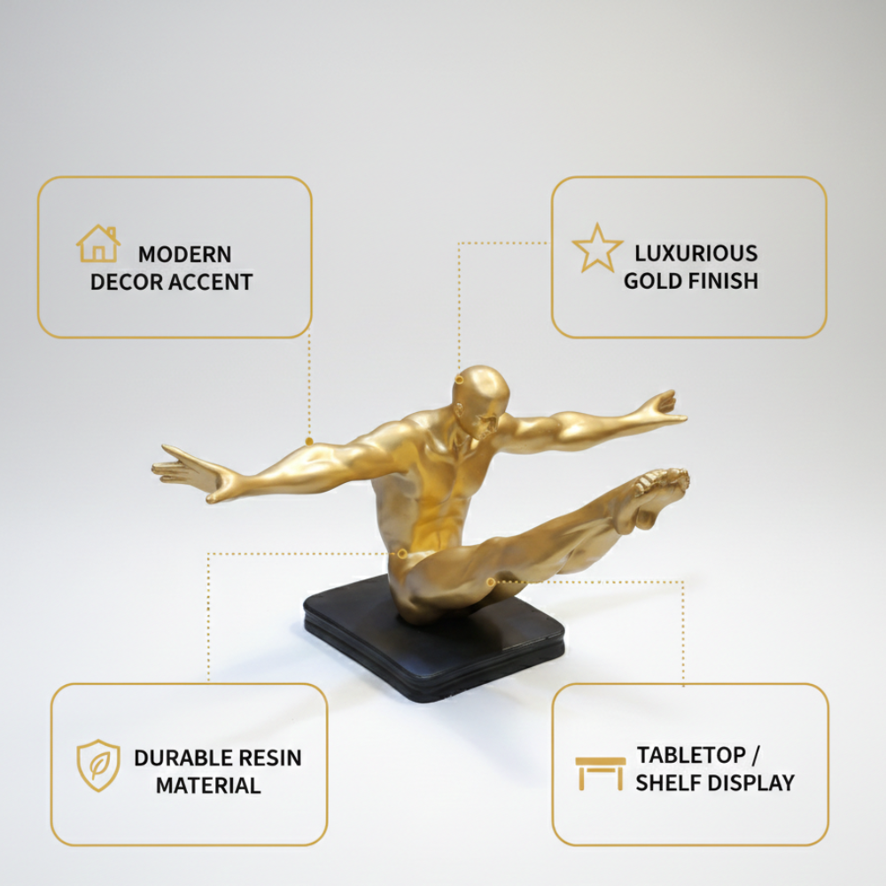 Golden Abstract Human Balance Sculpture