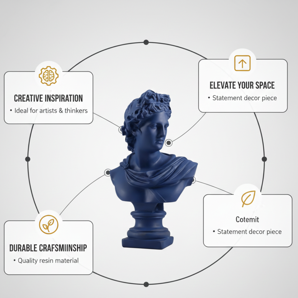 Vibrant Matte Blue Greek God Statue