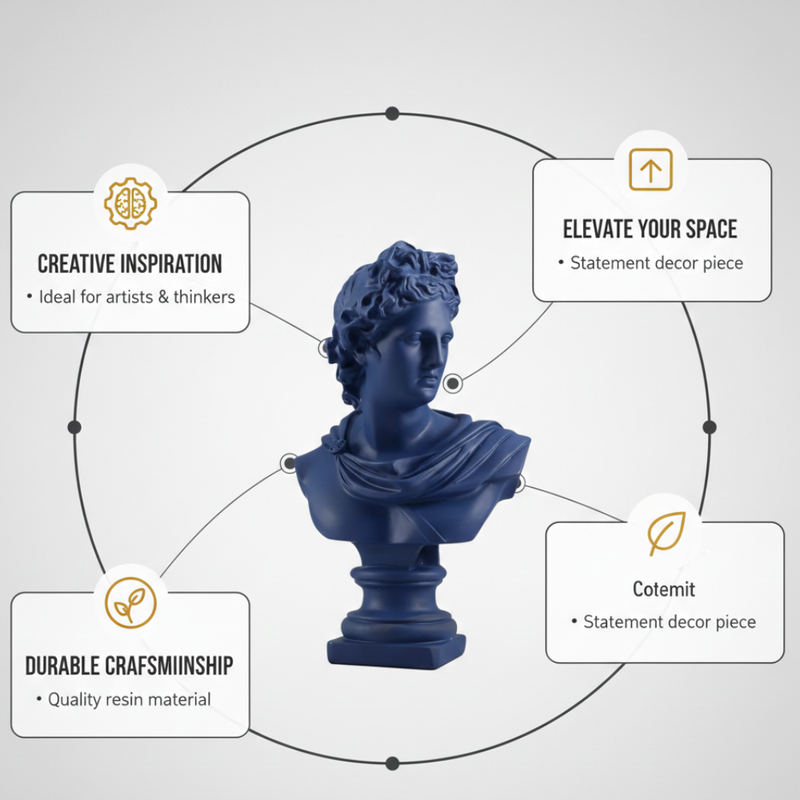 Vibrant Matte Blue Greek God Statue