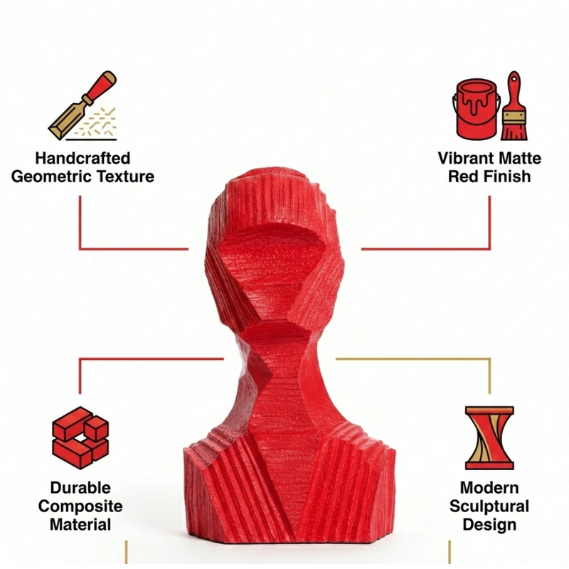 Abstract Red Bust Sculpture