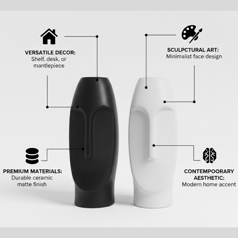 Abstract Face Sculpture Vase