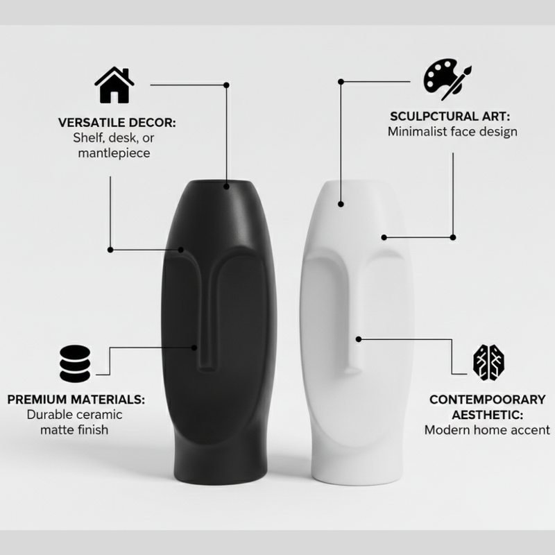 Abstract Face Sculpture Vase