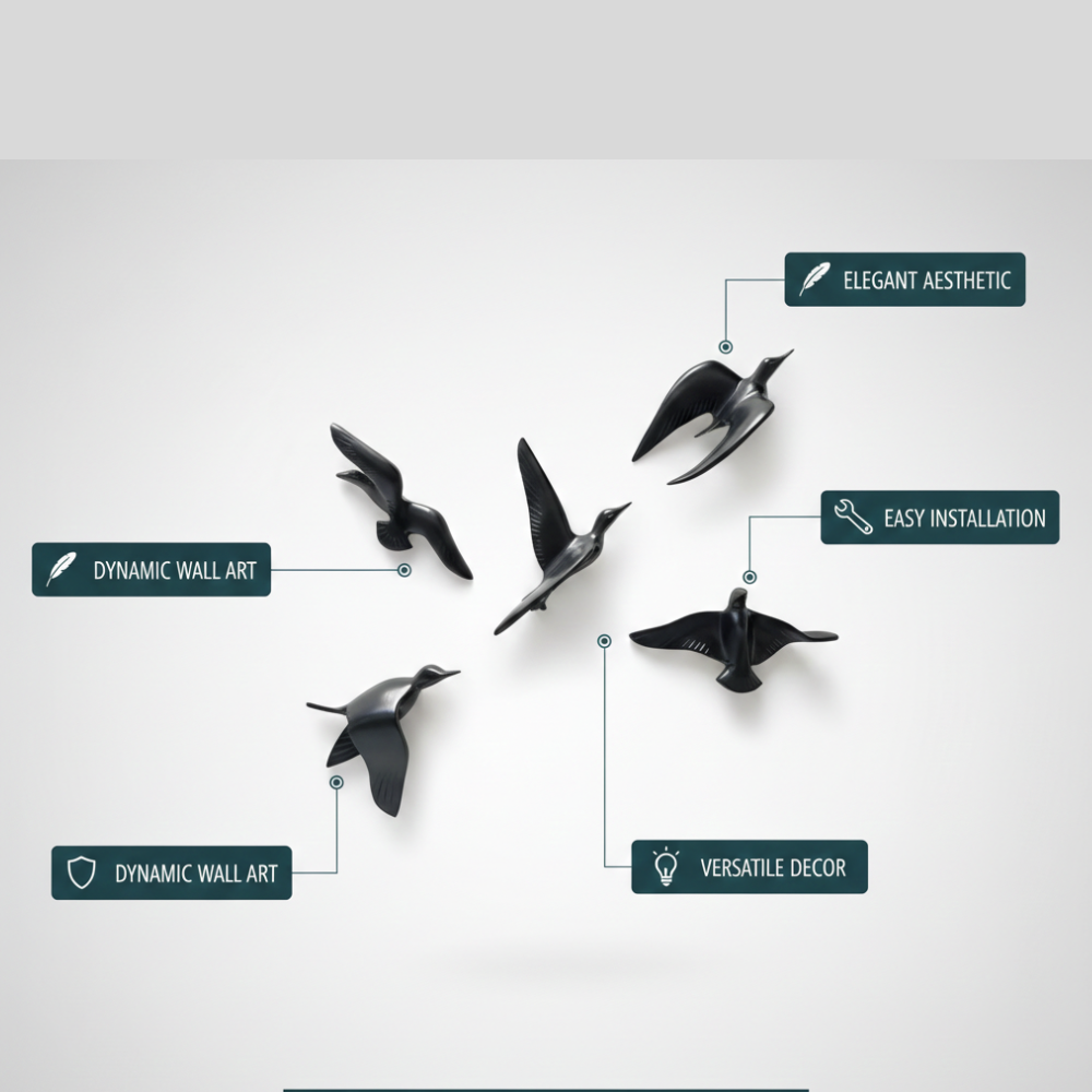 Black Flying Birds Wall Décor