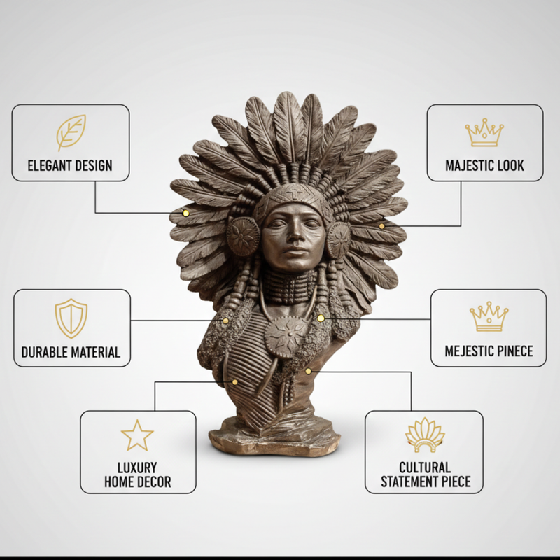 Bronze Tribal Warrior Bust Statue