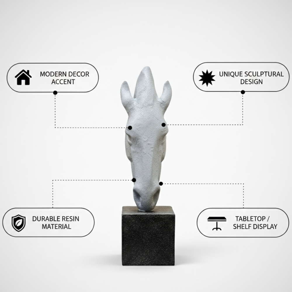Grey Abstract Horse Head Sculpture