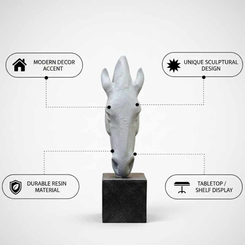 Grey Abstract Horse Head Sculpture