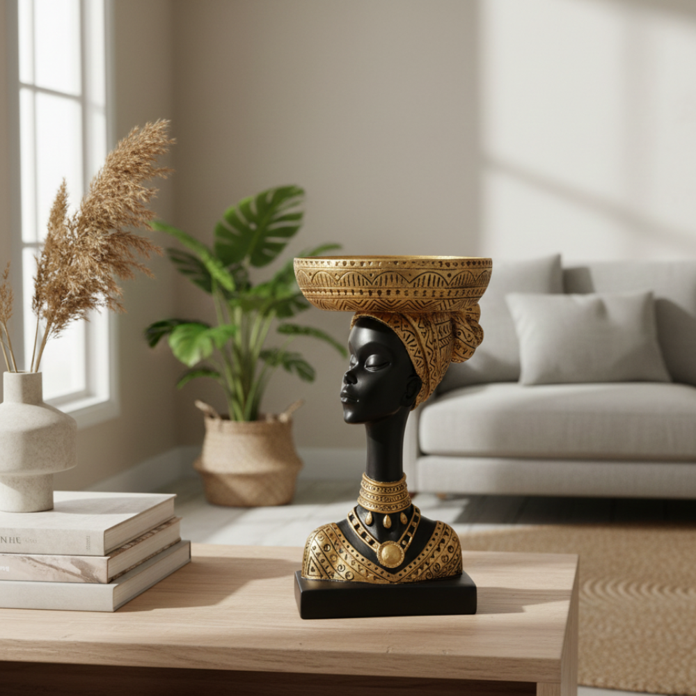 African Lady Bowl Head Showpiece