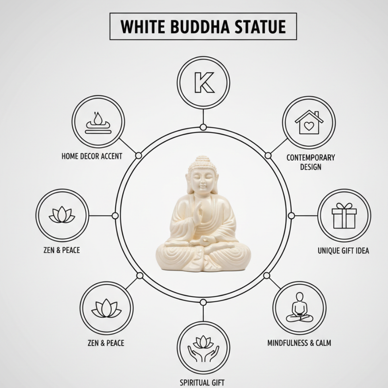 Minimalist Cream Resin Buddha Idol