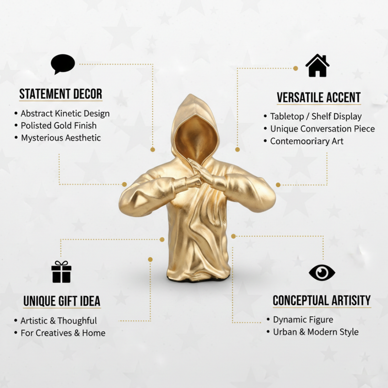 Golden Hooded Abstract Figure Sculpture