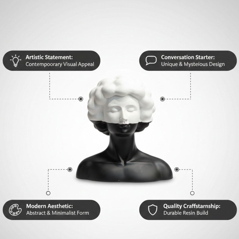 Abstract Black & White Face Sculpture