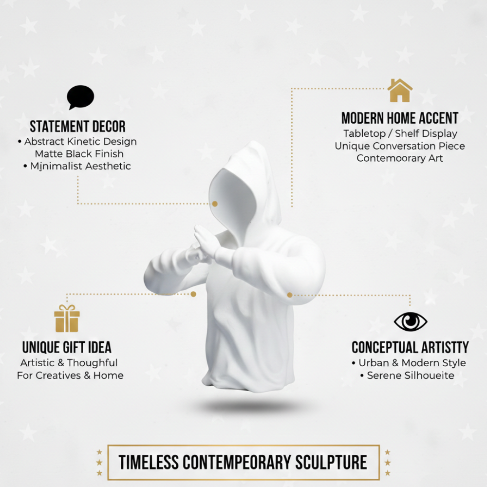 White Mystic Hooded Guardian Statue