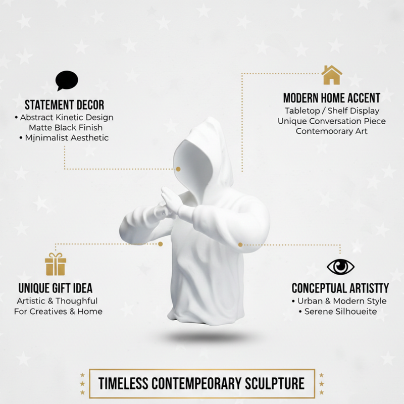 White Mystic Hooded Guardian Statue
