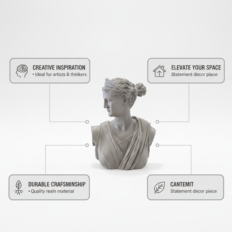 Grey Stone Finish Classical Goddess Bust Statue