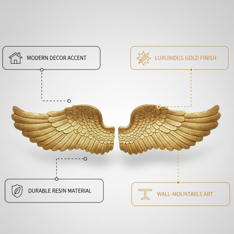 Golden Angel Wings Wall Art Decorative Showpiece