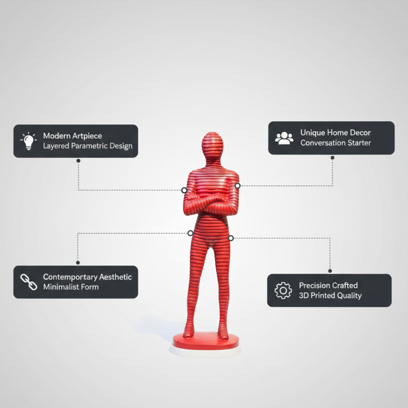 Modern Red Abstract Human Figurine Showpiece