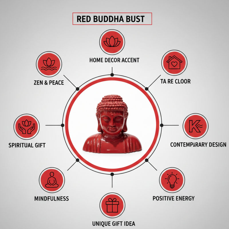 Modern Red Buddha Head Statue