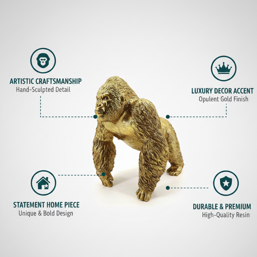 Golden Gorilla Power Statue