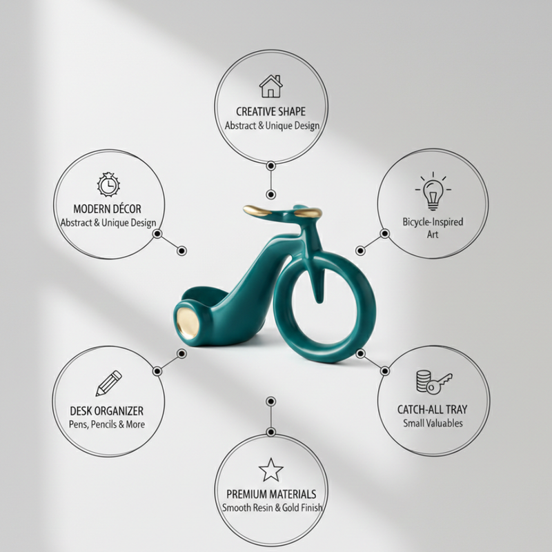 Teal & Gold Bike Art Sculpture