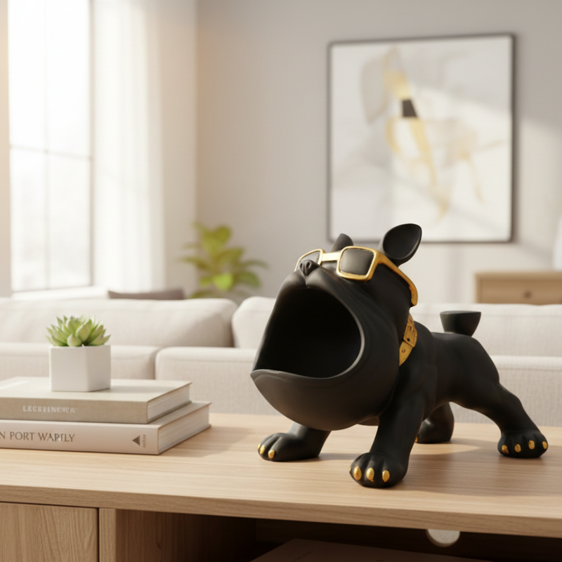 Modern Black Bulldog Showpiece