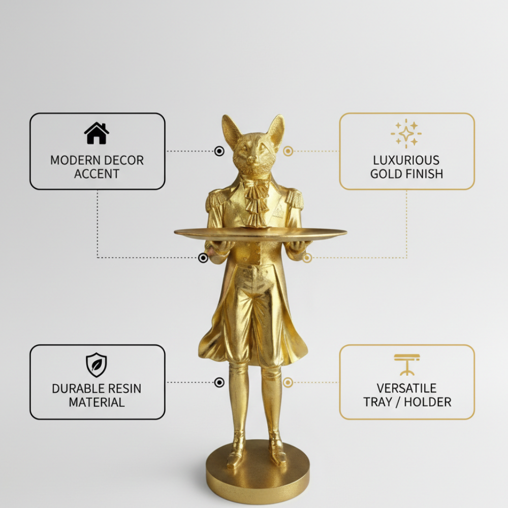 Golden Fox Butler Tray Sculpture