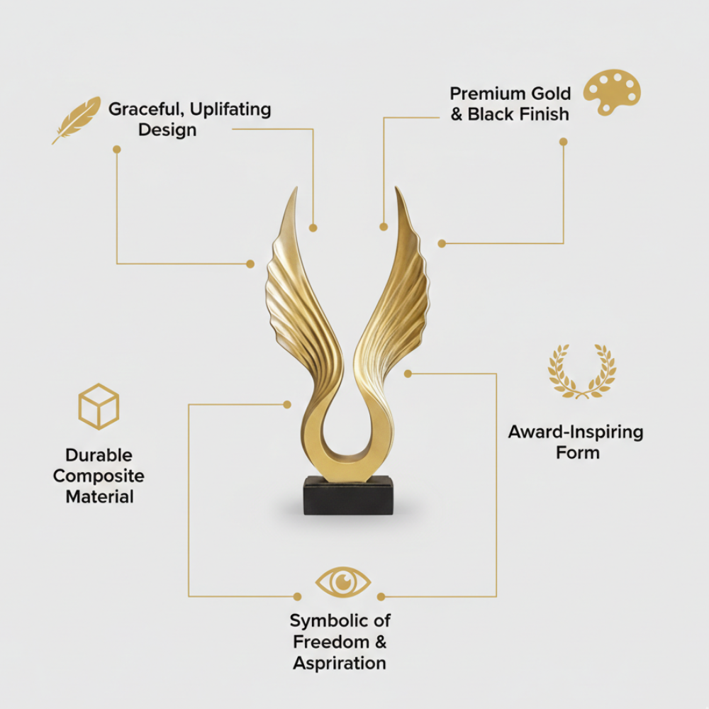 Golden Wings of Elegance Resin Sculpture
