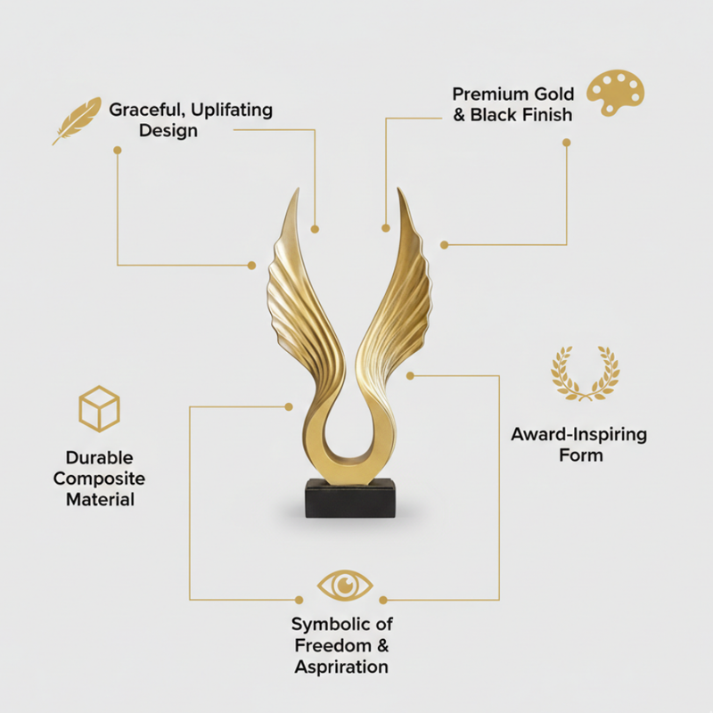 Golden Wings of Elegance Resin Sculpture