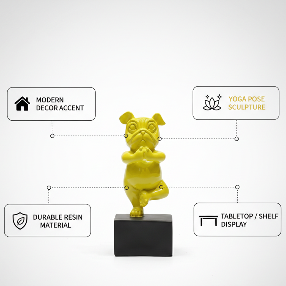 Yellow Yoga Dog Figurine Showpiece