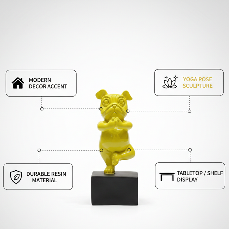 Yellow Yoga Dog Figurine Showpiece