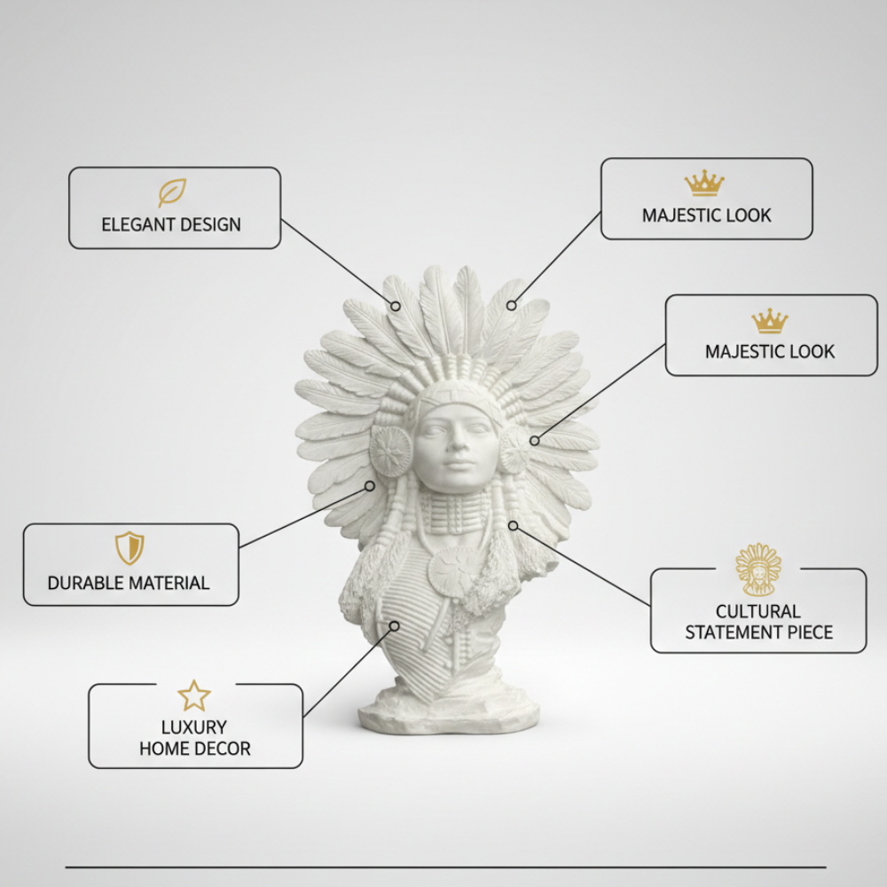 White Tribal Warrior Bust Statue