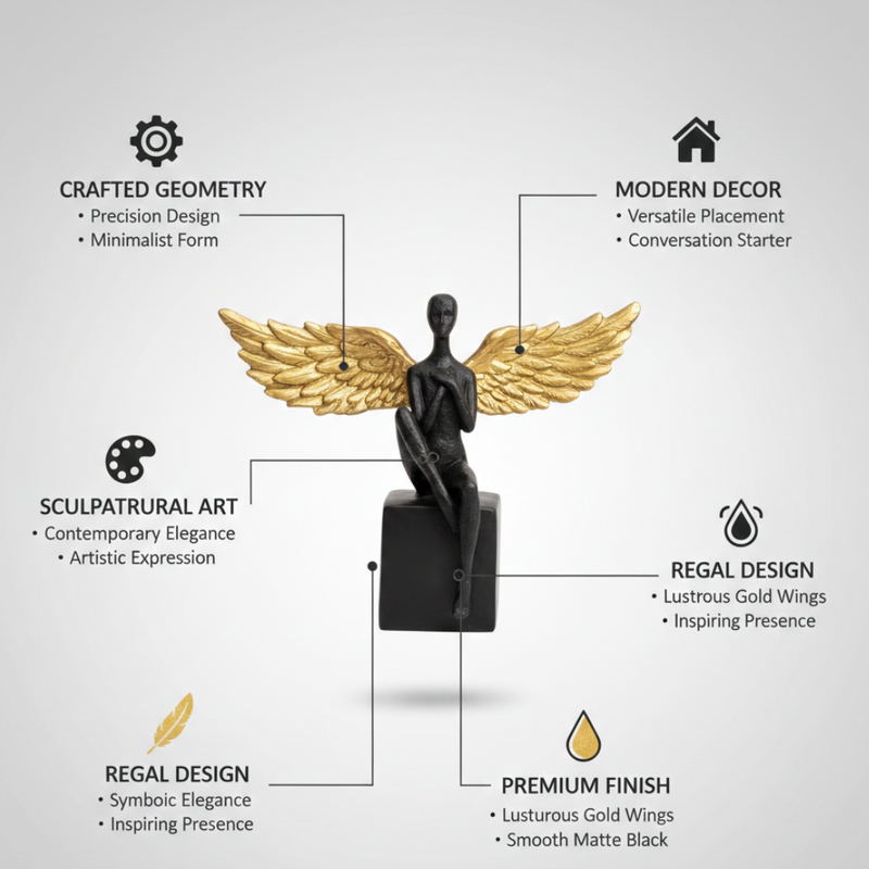 Black & Gold Angel Wing Sculpture