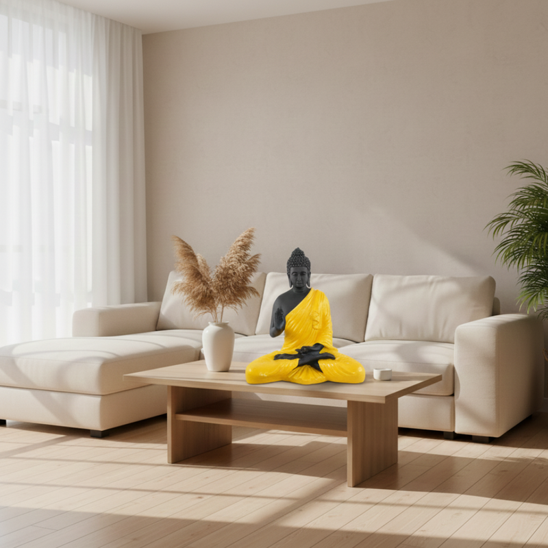Black & Yellow Meditation Buddha Statue