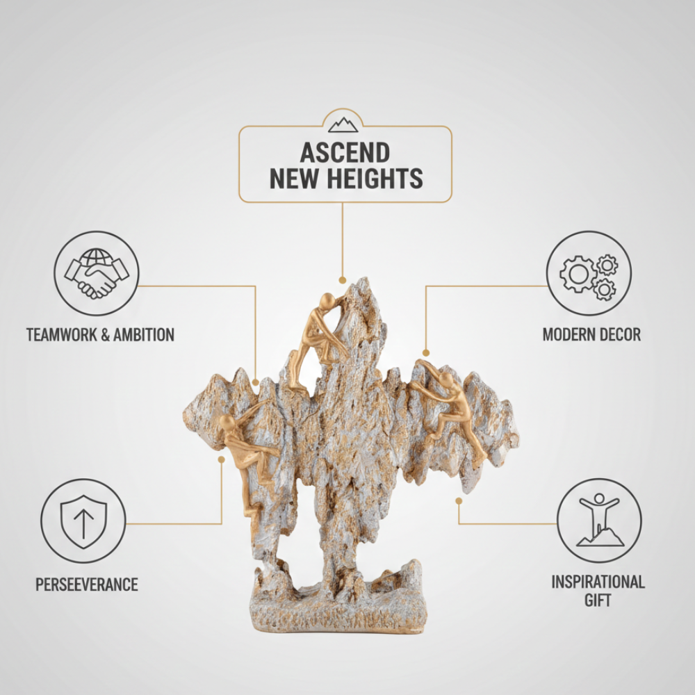 Modern White & Silver Abstract Mountain Figurine