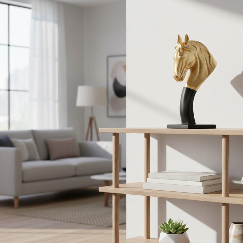 Luxury Golden Horse Head Showpiece