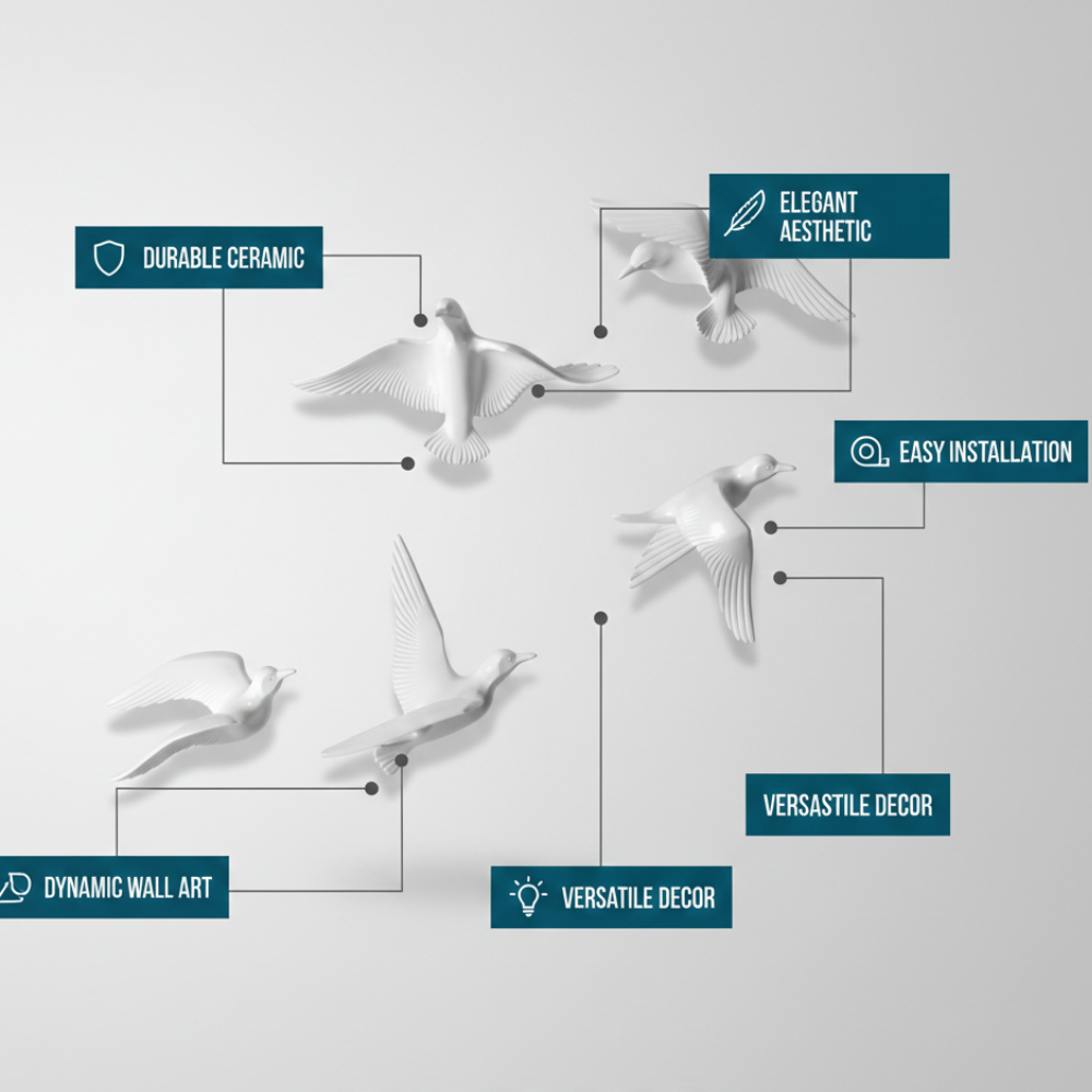 Flying White Birds Wall Décor