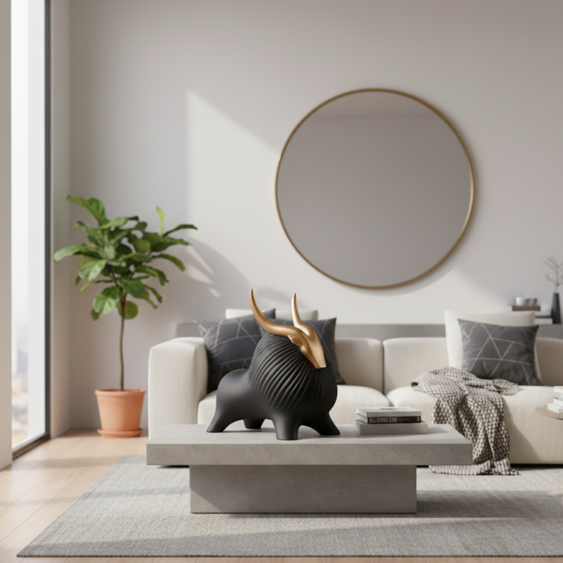 Luxury Black & Gold Bull Figurine