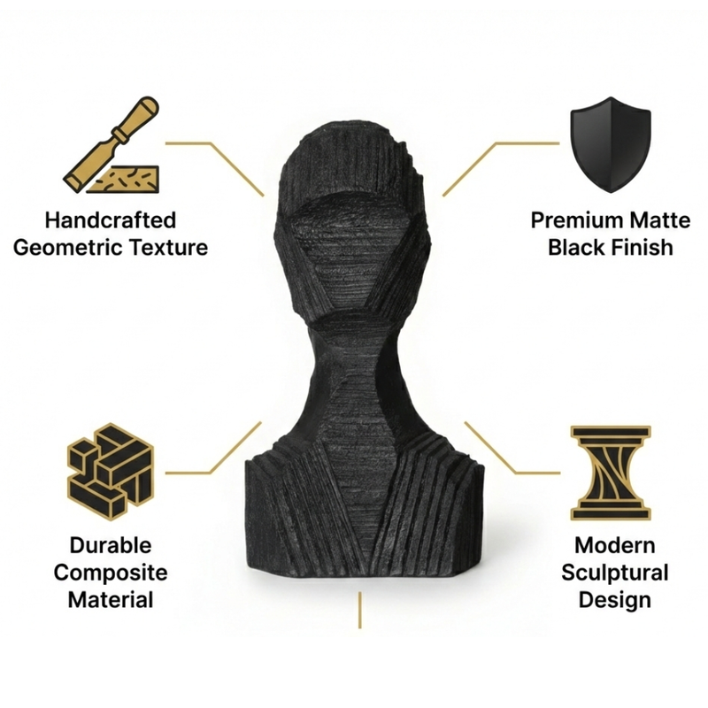 Abstract Black Bust Sculpture