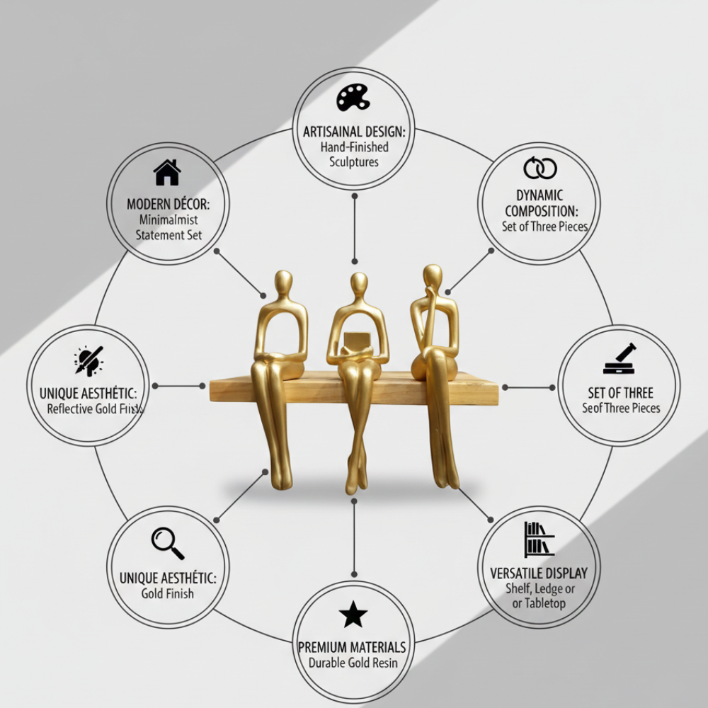 Golden Abstract Human Figurines Showpiece