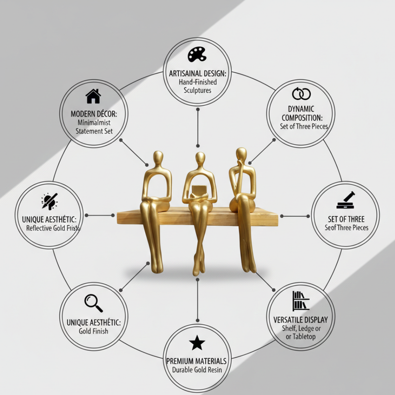 Golden Abstract Human Figurines Showpiece