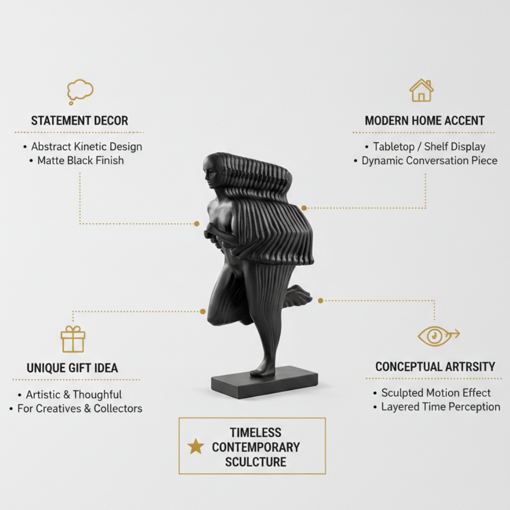Modern Black Abstract Human Sculpture