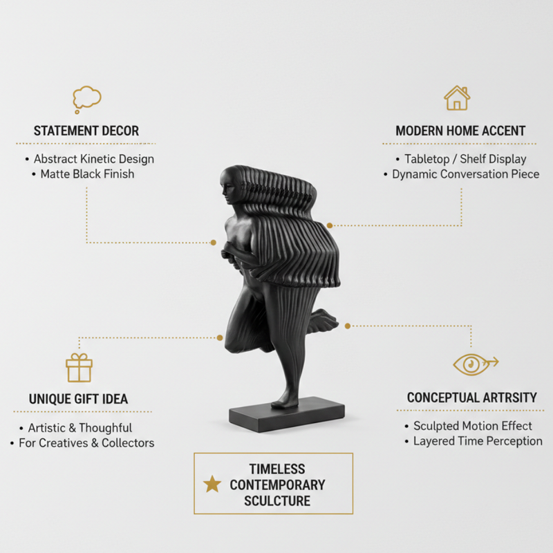 Modern Black Abstract Human Sculpture
