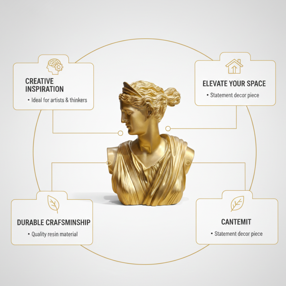 Golden Goddess Bust Statue