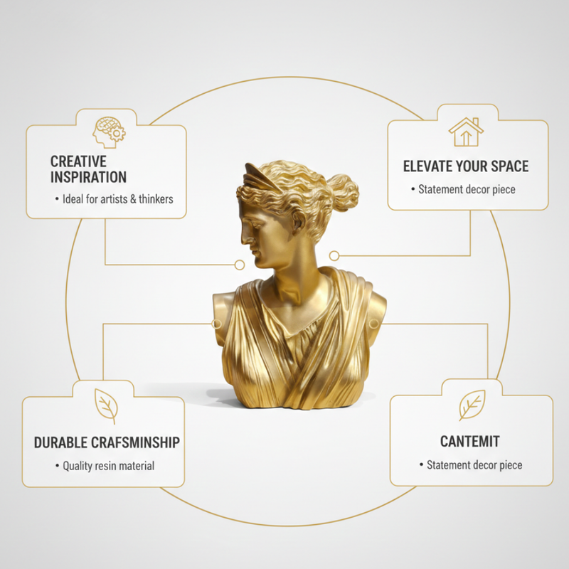Golden Goddess Bust Statue