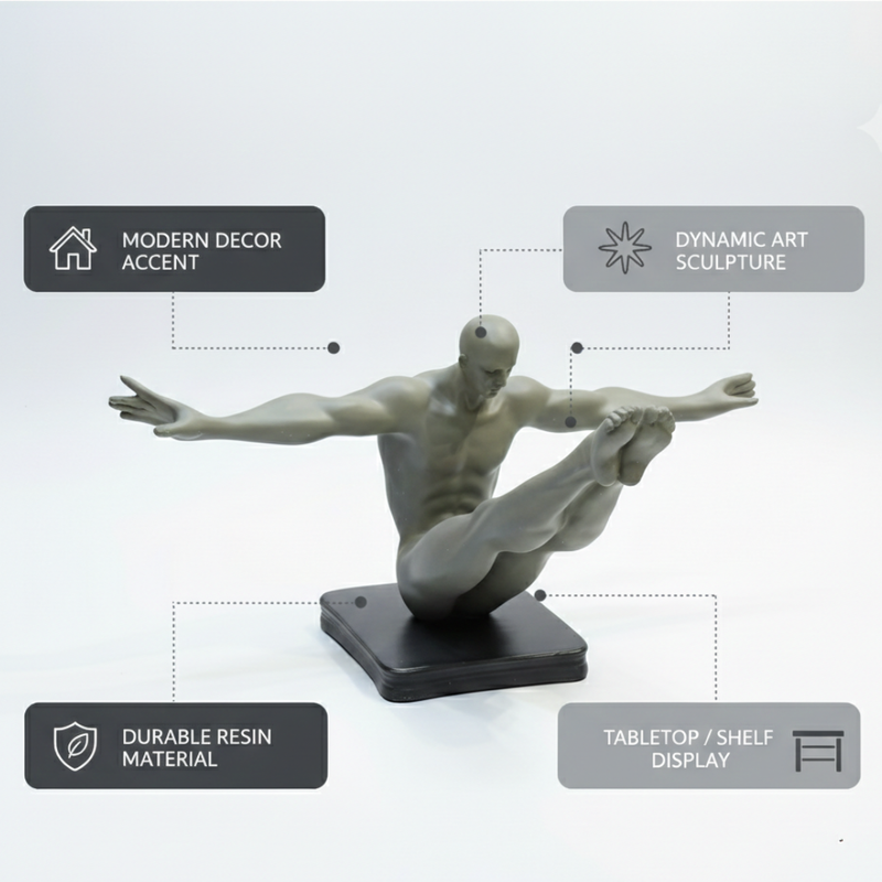 Grey Abstract Human Balance Sculpture